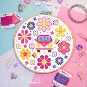 Ruta Floral Retro (Patrón digital en punto de cruz formato PDF)